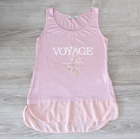 PLAZA Italia Pink Tank Top with Tulle Size Small - Picture 1 of 6